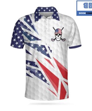 Golf Texture Swing American Flag Athletic Collared Men’s Polo Shirt