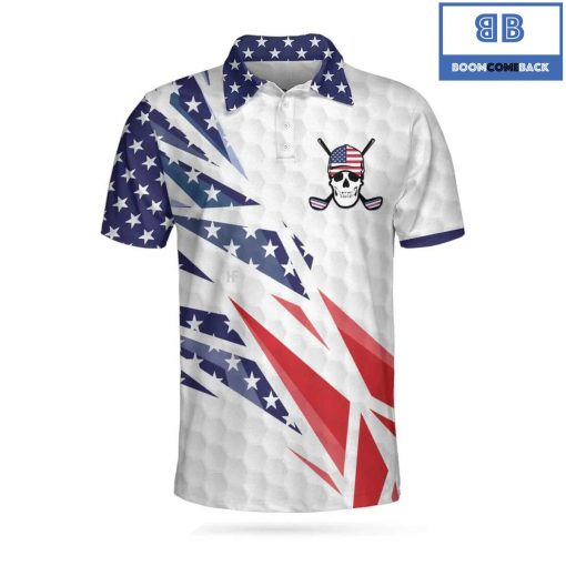 Golf Texture Swing American Flag Athletic Collared Men’s Polo Shirt