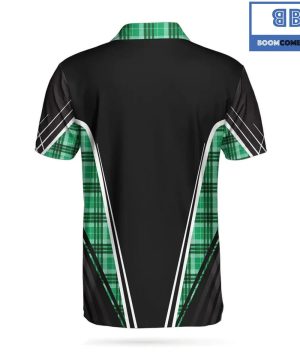 Golf Time To Par Tee Green Tartan Plaid Pattern Athletic Collared Men’s Polo Shirt