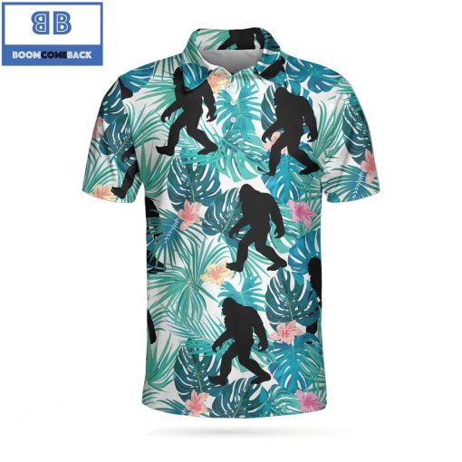 Golf Tropical Floral And Leaves Athletic Collared Men’s Polo Shirt