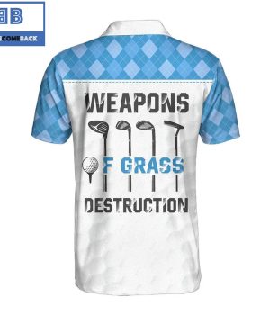 Golf Weapons Of Grass Destruction Blue Argyle Pattern Athletic Collared Men’s Polo Shirt