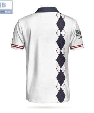 Golf Weapons Of Grass Destruction White And Navy Argyle Pattern Athletic Collared Men’s Polo Shirt