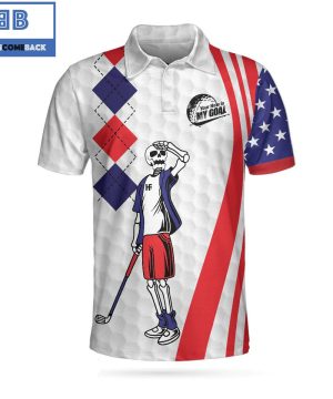 Golf Your Hole Is My Goal Golf American Flag Golf Texture Argyle Pattern Athletic Collared Men’s Polo Shirt