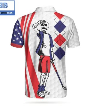 Golf Your Hole Is My Goal Golf American Flag Golf Texture Argyle Pattern Athletic Collared Men’s Polo Shirt