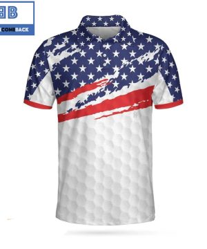 Golfer And American Flag Golf Pattern Athletic Collared Men’s Polo Shirt