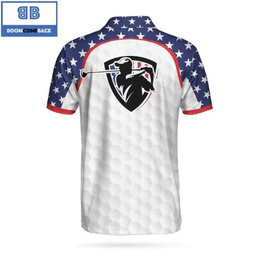 Golfer And American Flag Golf Pattern Athletic Collared Men’s Polo Shirt