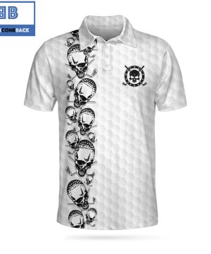 Golfing Skull Golf Ball With Golf Ball Pattern Athletic Collared Men’s Polo Shirt