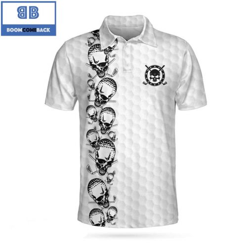 Golfing Skull Golf Ball With Golf Ball Pattern Athletic Collared Men’s Polo Shirt