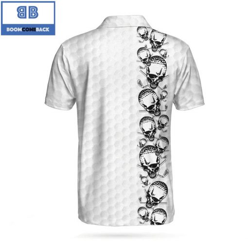 Golfing Skull Golf Ball With Golf Ball Pattern Athletic Collared Men’s Polo Shirt