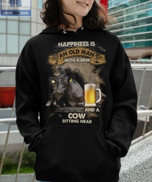 Happiness Is An Old Man With A Beer And Cow Shirt