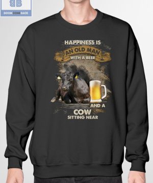 Happiness Is An Old Man With A Beer And Cow Shirt