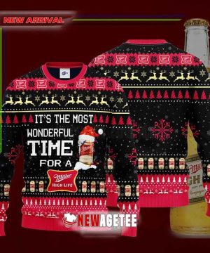 Its The Most Wonderful Time For A Miller High Life Beer Ugly Christmas Sweater