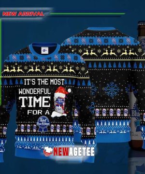 Its The Most Wonderful Time For A Pabst Blue Ribbon Beer Ugly Christmas Sweater