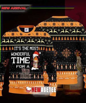 Its The Most Wonderful Time For A Wild Turkey Whisky Ugly Christmas Sweater