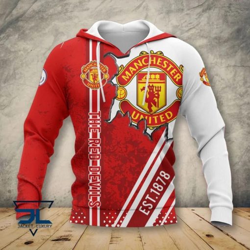 Manchester United The Red Devils 3D Hoodie Zip Hoodie Bomber T-Shirt