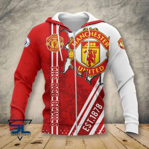 Manchester United The Red Devils 3D Hoodie Zip Hoodie Bomber T-Shirt