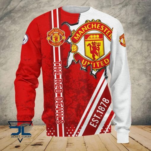 Manchester United The Red Devils 3D Hoodie Zip Hoodie Bomber T-Shirt