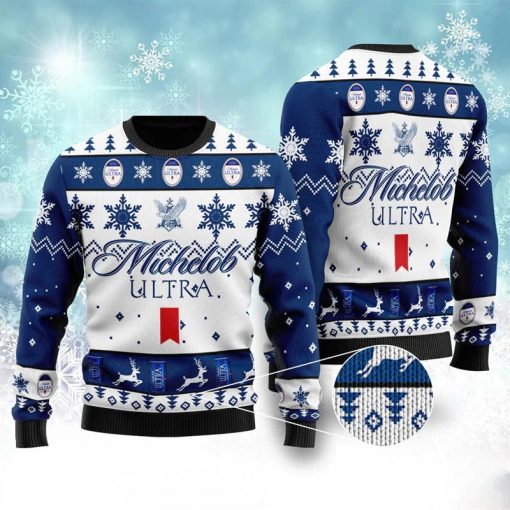 Michelob Ultra Blue Snowflake Pattern Christmas 3D Sweater