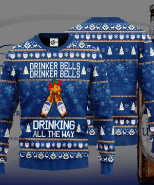 Michelob Ultra Drinker Bells Drinking All The Way Christmas Sweater