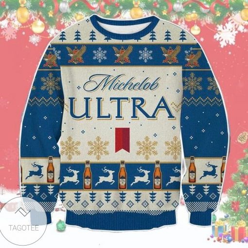 Michelob Ultra White Snowflake Pattern Christmas 3D Sweater