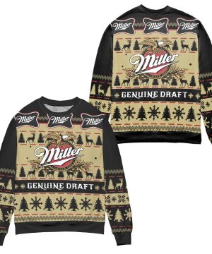 Miller Genuine Draft Snowflake Christmas 3D Sweater