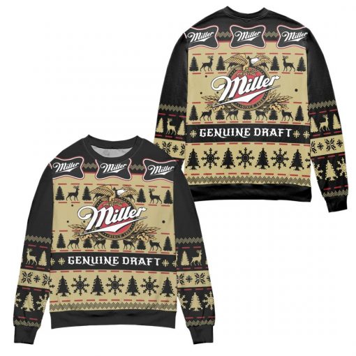 Miller Genuine Draft Snowflake Christmas 3D Sweater