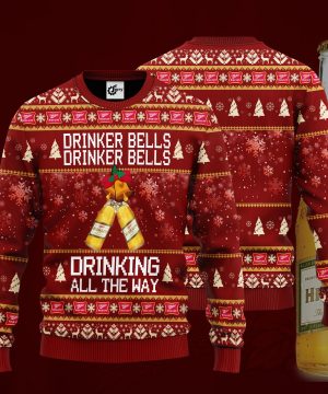 Miller High Life Drinker Bells Drinking All The Way Christmas Sweater