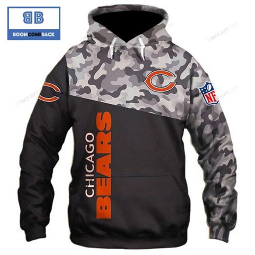 NFL Chicago Bears Black 3D Hoodie