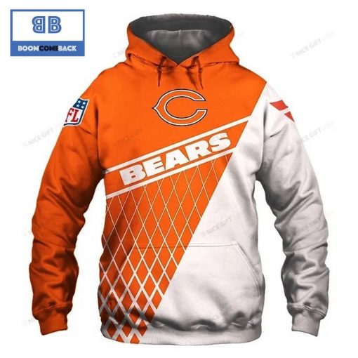 NFL Chicago Bears White 3D Hoodie