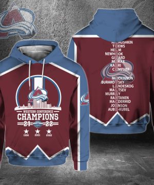 NHL Colorado Avalanche 2022 Western Coference Champions 3D Hoodie ver 1