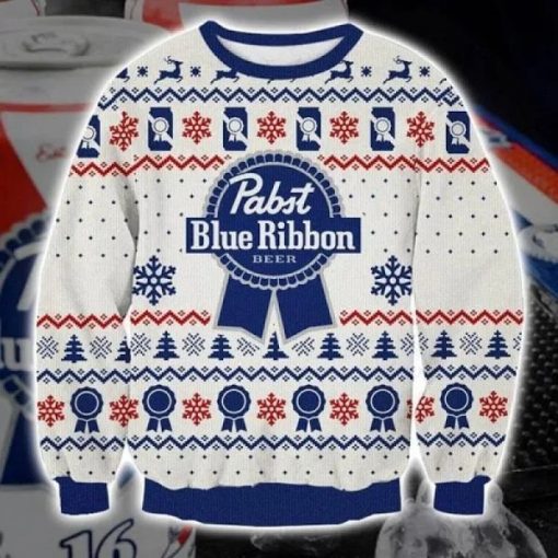 Pabst Blue Ribbon Beer Full Print Christmas 3D Sweater