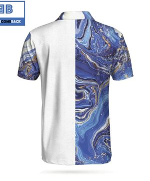 Personalized Blue Marble And Gold Golf Athletic Collared Men’s Polo Shirt