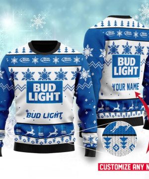 Personalized Bud Light Beer Christmas 3D Sweater