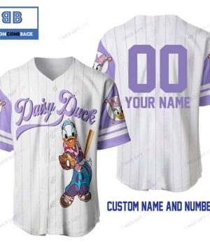 Personalized Daisy Duck White And Purple Baseball Jersey