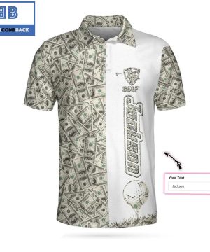 Personalized Dollar Golf With Dollar Pattern Athletic Collared Men’s Custom Name Polo Shirt