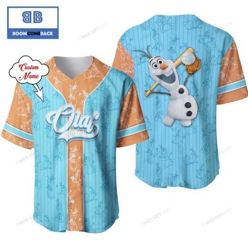 Personalized Frozen Olaf Light Blue Baseball Jersey