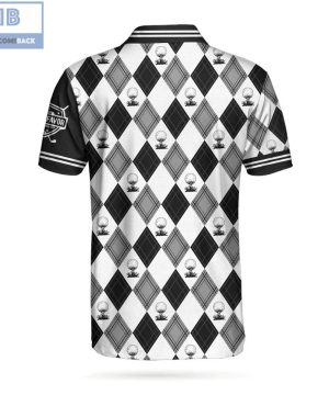 Personalized Golf Aholic Black And White Argyle Pattern Athletic Collared Men's Polo Shirt