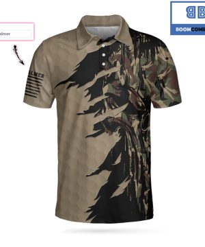 Personalized Golf Ripped Vintage Golfing Clubs Camouflaged Athletic Collared Men’s Polo Shirt