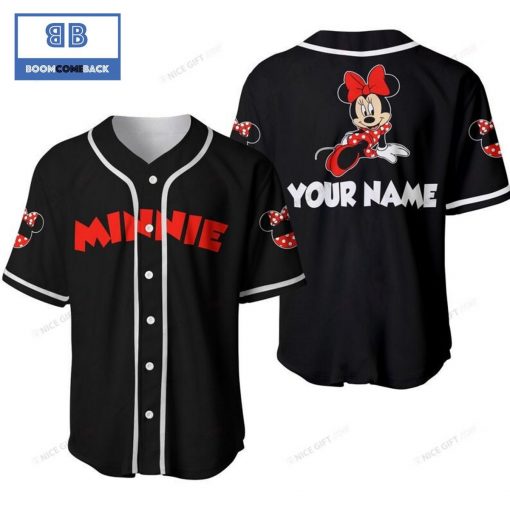 Personalized Minnie Mouse Black Baseball Jersey