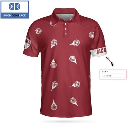 Personalized Red and White Golf Ball Athletic Collared Men’s Polo Shirt