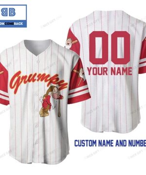 Personalized Snow White and the Seven Dwarfs Grumpy Baseball Jersey