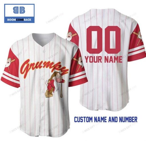 Personalized Snow White and the Seven Dwarfs Grumpy Baseball Jersey