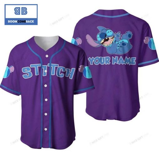 Personalized Stitch Smile Purple Baseball Jersey