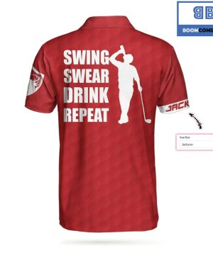 Personalized Swing Swear Drink Repeat Athletic Collared Men’s Polo Shirt