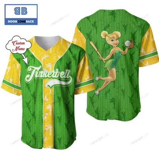 Personalized Tinker Bell Green Baseball Jersey