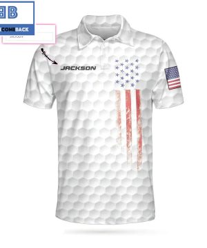 Personalized White American Flag Golf Pattern Athletic Collared Men's Polo Shirt