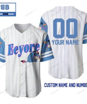 Personalized Winnie the Pooh Eeyore White Baseball Jersey