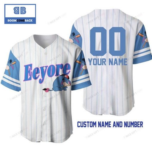 Personalized Winnie the Pooh Eeyore White Baseball Jersey