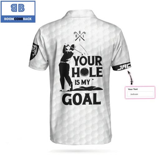 Personalized Your Hole Is My Goal White American Flag Athletic Collared Men’s Polo Shirt