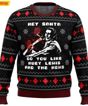 Psycho Hey Santa Do You Like Huey Lewis And The News Ugly Christmas Sweater